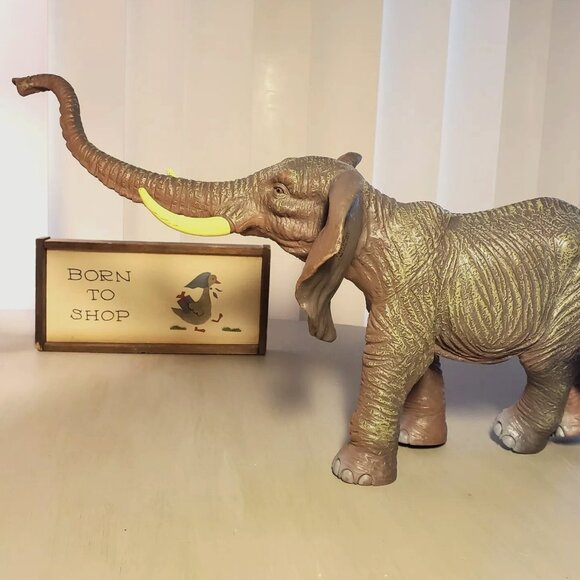 African Elephant Soft Rubber Toy Hollow Squeezable 14.5" x 6.5" - Picture 1 of 8